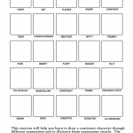 exercise sheet for character designers to practice expressions
