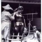 behind the scenes picture of a Batgirl stunt double on the 1960s Batman TV show