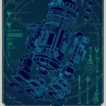 poster featuring an exploded view of parts for r2d2 from star wars