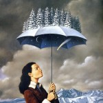 Winter umbrella by Rafal Olbinski