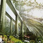 architectural concept rendering of a park under a freeway bridge