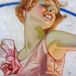 extreme close up of a circus horse acrobat from a Leyendecker painting