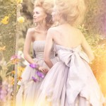Fashion shoot photo of a woman and her reflection in a garden