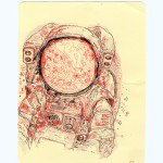 pen & ink illustration of an astronaut