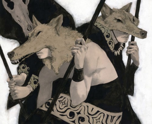 illustration of warriors with wolf headgarb
