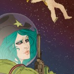 space cowgirl disapproves of cosmonaut boyfriend. space iron curtain still stands