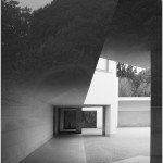 black & white architecture photo of a courtyard
