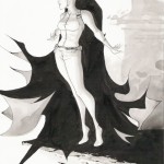 black & white tone sketch of batman and catwoman by dustin nguyen