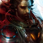 digital painting of a bearded man in a spacesuit