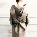 tilda swinton wearing an ornate folded gown photographed by bran adama