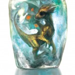 digital painting of a dragon encased in ice