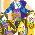 story book illustration of a woman with several babies in cribs