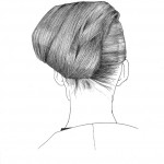 pen & ink illustration of a woman's hair from the back