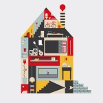 Vector cutout house graphic
