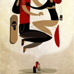 illustration of two people floating in the air