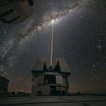 Very Large Telescope shooting a laser at the Milky Way