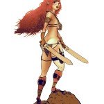 illustration of red sonja holding two swords