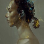 profile painting of woman with ponytail
