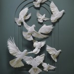 papercraft flock of doves