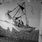 graffitti of a ship on the sea