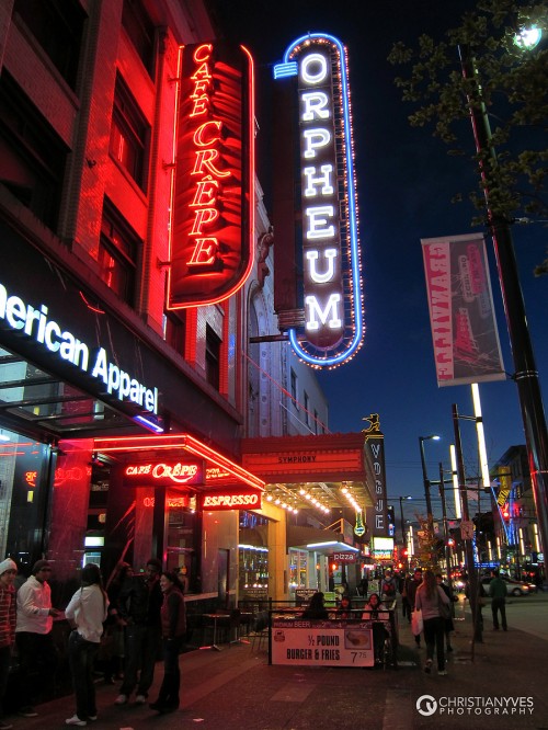 vancouver street scene with neon signage