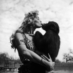 irish mccalla as sheena kissing a chimpanzee