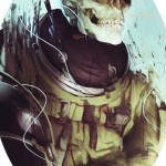 space suit with skeleton inside