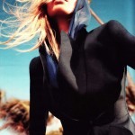 model in black overcoat
