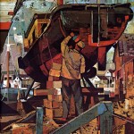 man painting a boat