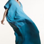 woman in billowing blue dress