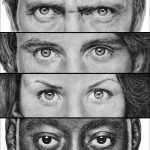 close up eyes pencil sketch of cast of house