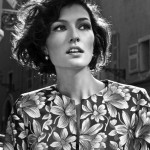 portrait of model wearing flowery dress