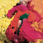woman in tulip field