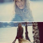 diptych of marloes horst in venice wearing headband