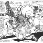 Landmate mecha schematic and concept art