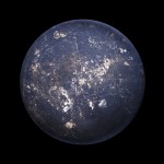 worn out frying pan that looks like a moon, by christopher jonassen