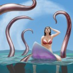 Surfer chick and tentacles - work in progress