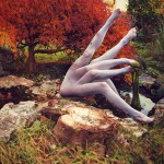 tentilla -- surreal omage of woman's leg creature in autumnal setting