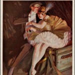 man whispering into ballerina's ear