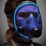 woman in gas mask cgi character design
