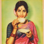 Indian woman sips tea – calendar art