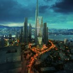 diagonal tower dusk rendering