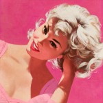 blonde woman against pink background