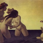 Three Women and a Little Girl Playing in the Water