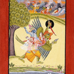 Garuda, Vishnu and Laxmi - Indian miniature painting