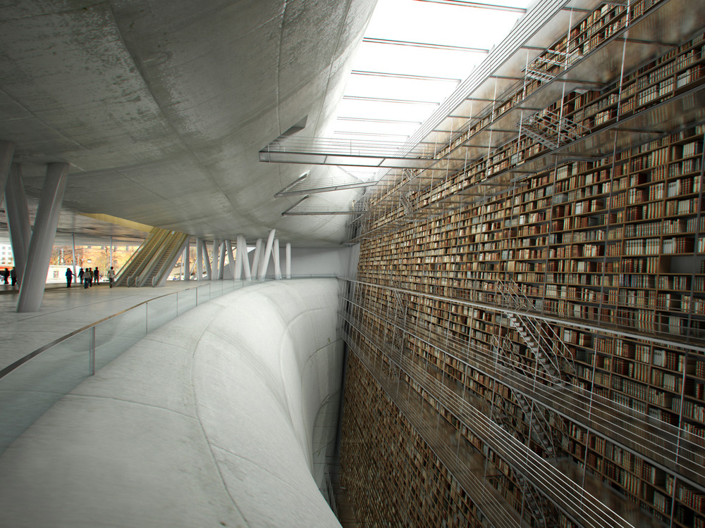 Stockholm Library interior rendering