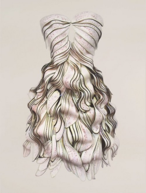 dress made of slices of eggplant