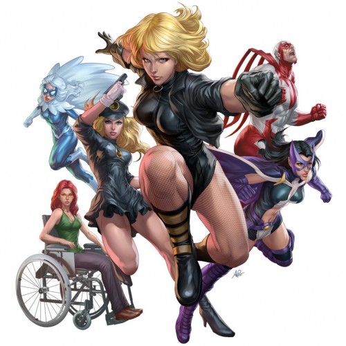 Cover of Birds of Prey comic, featuring Black Widow, Huntress, Oracle, Hawk & Dove