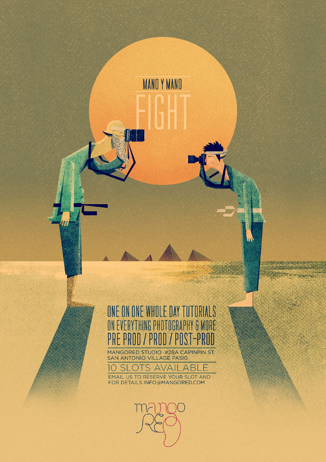 stylised poster design of two men having a standoff