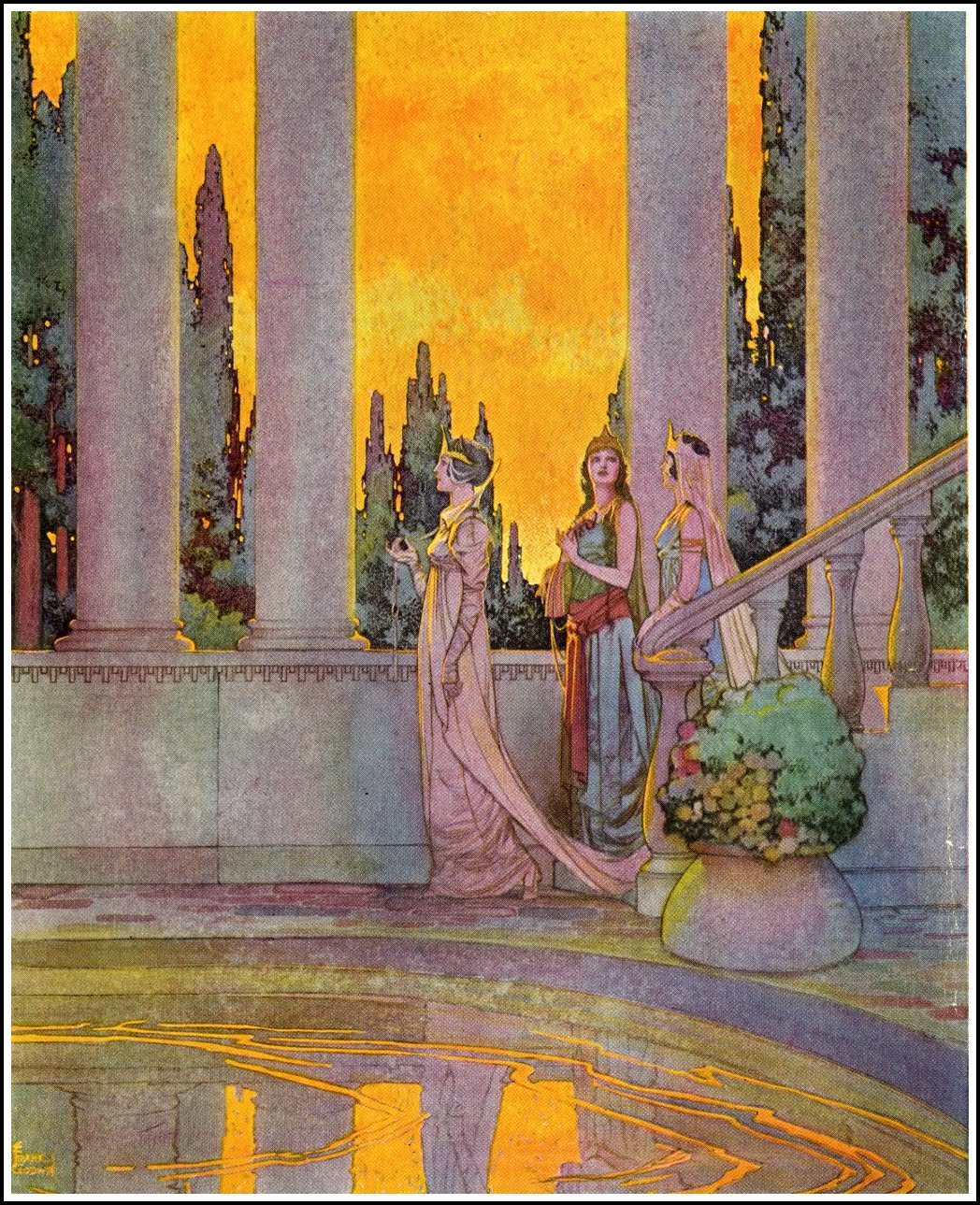 story book painting of 3 princeses by Frank Godwin